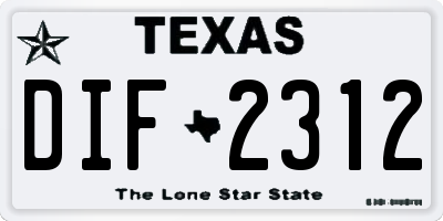 TX license plate DIF2312