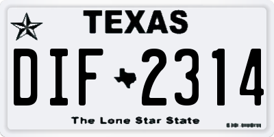 TX license plate DIF2314