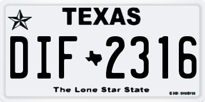 TX license plate DIF2316