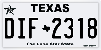 TX license plate DIF2318