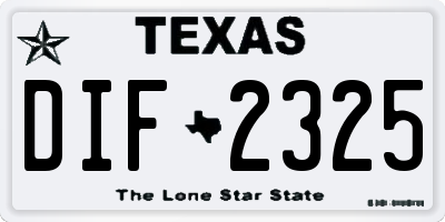 TX license plate DIF2325