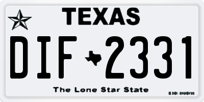 TX license plate DIF2331