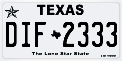 TX license plate DIF2333