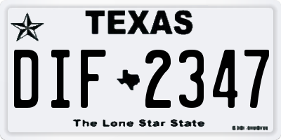 TX license plate DIF2347