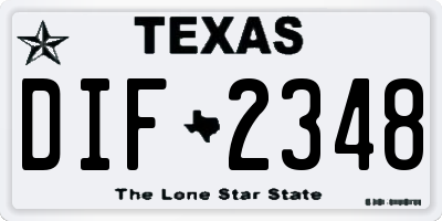 TX license plate DIF2348