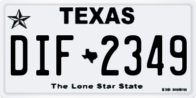 TX license plate DIF2349