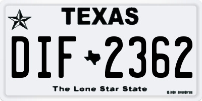TX license plate DIF2362