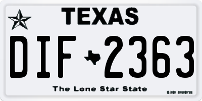 TX license plate DIF2363
