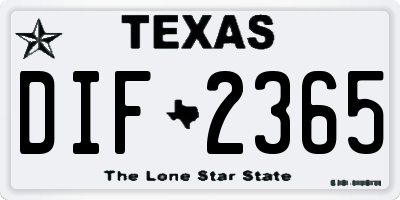 TX license plate DIF2365