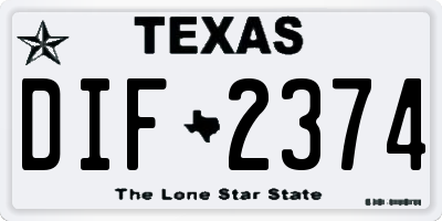 TX license plate DIF2374