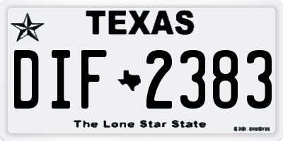 TX license plate DIF2383