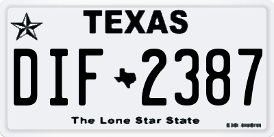TX license plate DIF2387