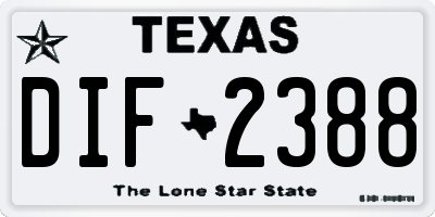 TX license plate DIF2388