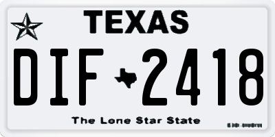 TX license plate DIF2418