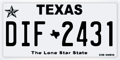 TX license plate DIF2431