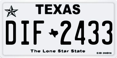 TX license plate DIF2433