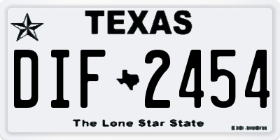 TX license plate DIF2454