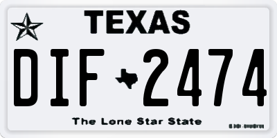 TX license plate DIF2474