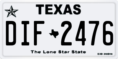 TX license plate DIF2476
