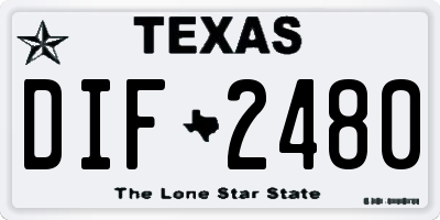 TX license plate DIF2480