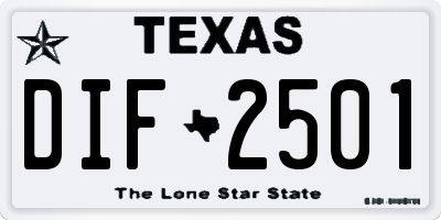 TX license plate DIF2501
