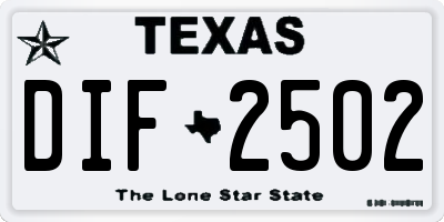 TX license plate DIF2502