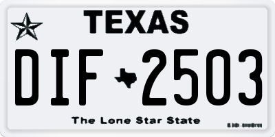 TX license plate DIF2503