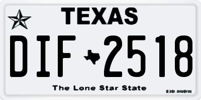 TX license plate DIF2518