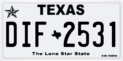 TX license plate DIF2531