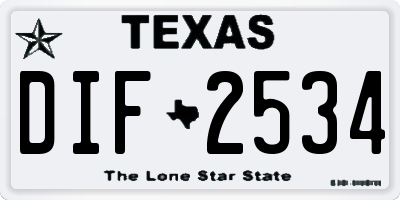 TX license plate DIF2534