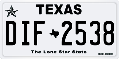 TX license plate DIF2538