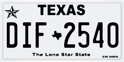 TX license plate DIF2540