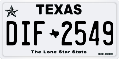TX license plate DIF2549
