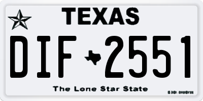 TX license plate DIF2551