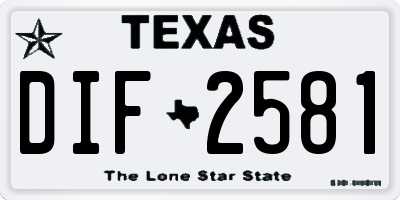 TX license plate DIF2581