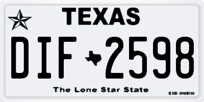 TX license plate DIF2598