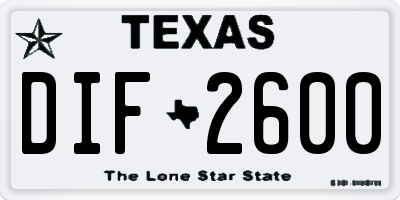 TX license plate DIF2600