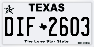 TX license plate DIF2603
