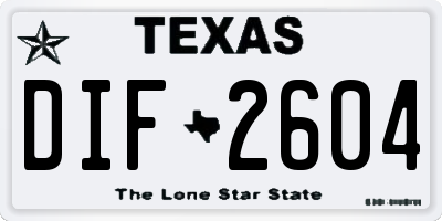 TX license plate DIF2604