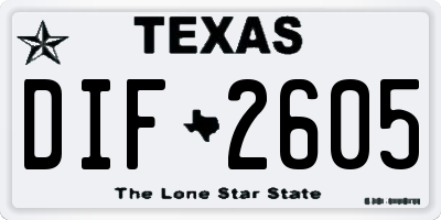 TX license plate DIF2605