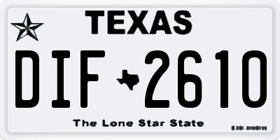 TX license plate DIF2610
