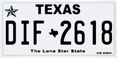 TX license plate DIF2618