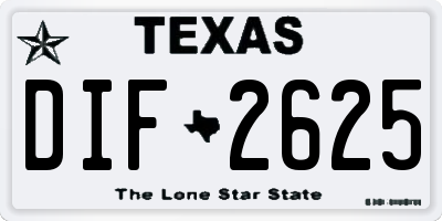 TX license plate DIF2625