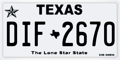 TX license plate DIF2670