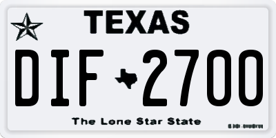 TX license plate DIF2700