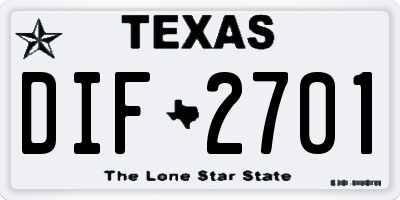 TX license plate DIF2701