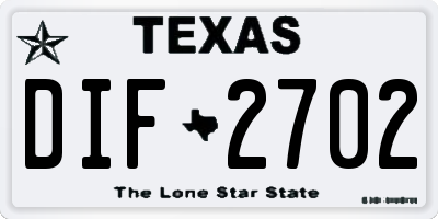 TX license plate DIF2702