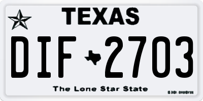 TX license plate DIF2703