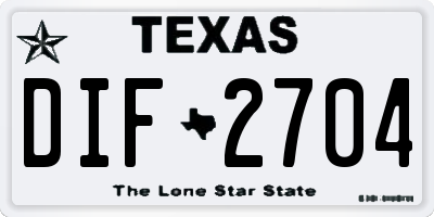 TX license plate DIF2704
