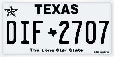 TX license plate DIF2707